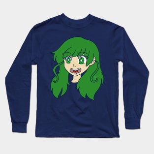 Happy Green Haired Girl Long Sleeve T-Shirt